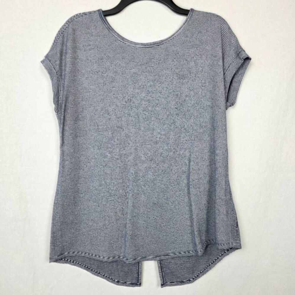 Calvin Klein Performance Striped Stretch Top Large Blue White